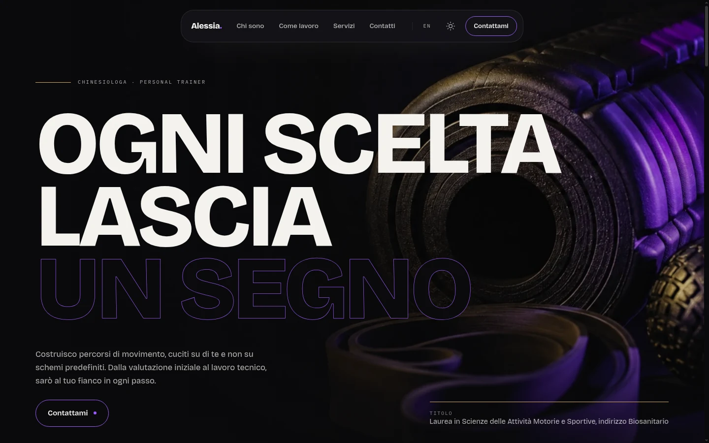 Personal trainer landing page desktop editorial hero